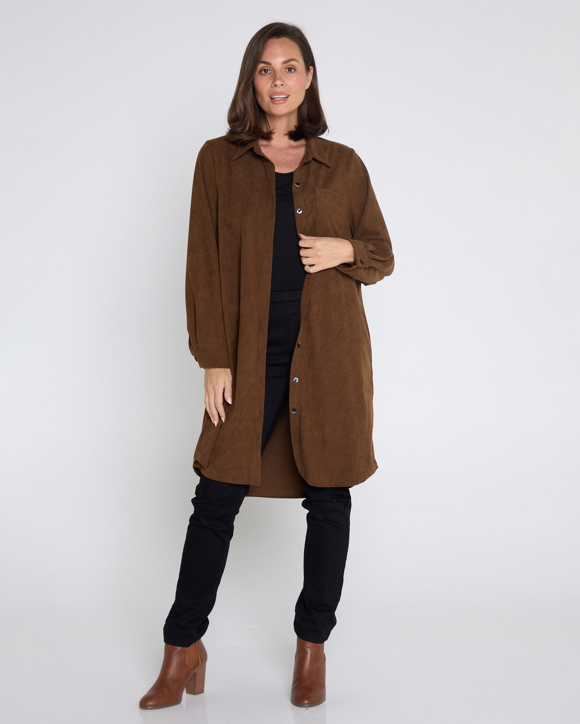 Parmila Corduroy Overshirt - Chocolate Brown