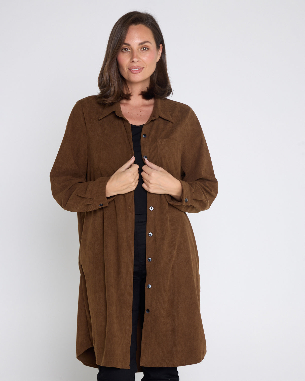 Parmila Corduroy Overshirt - Chocolate Brown