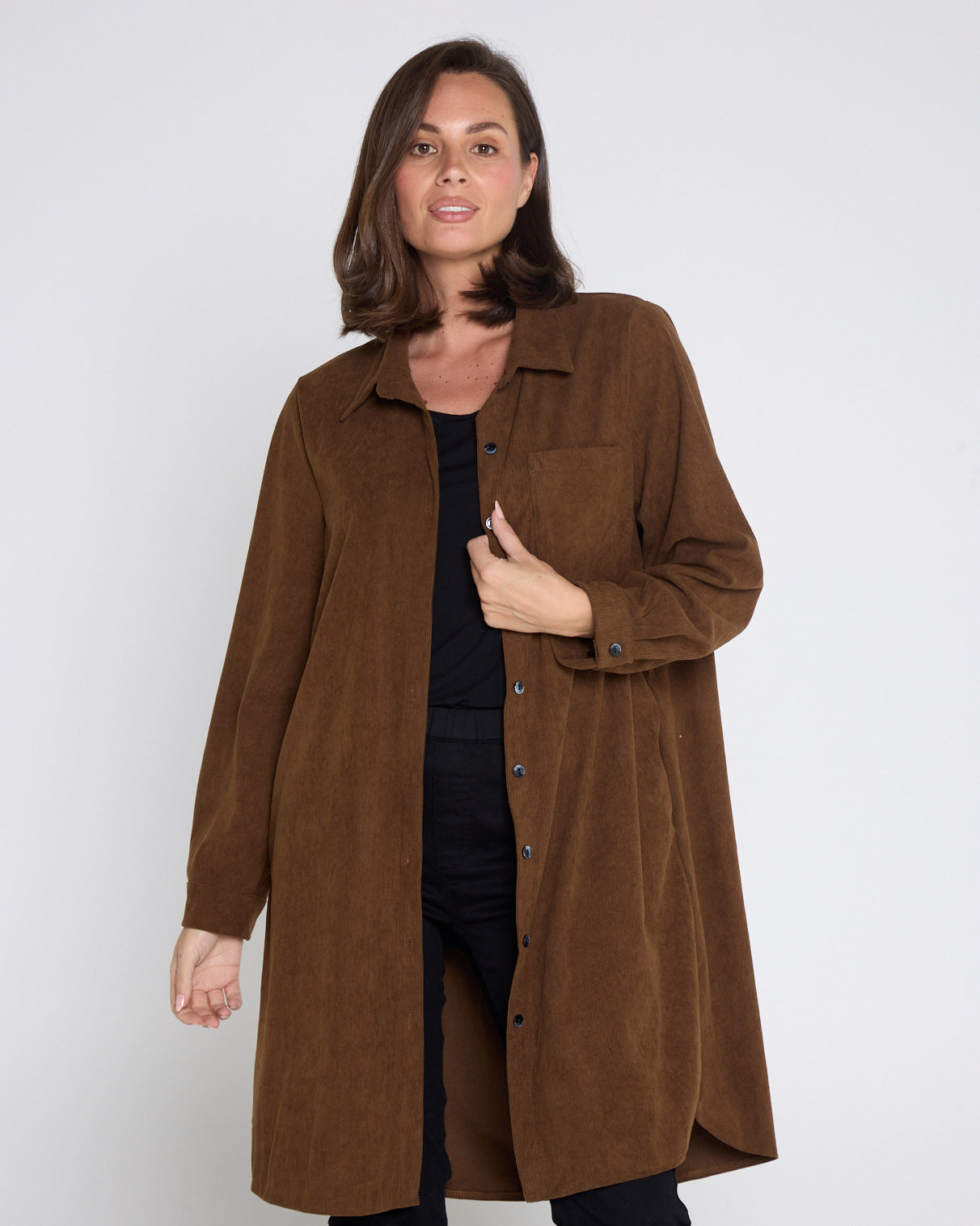 Parmila Corduroy Overshirt - Chocolate Brown
