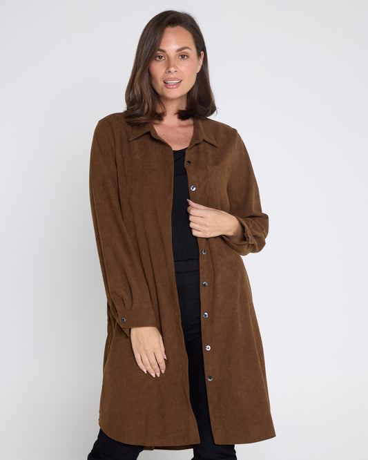 Parmila Corduroy Overshirt - Chocolate Brown