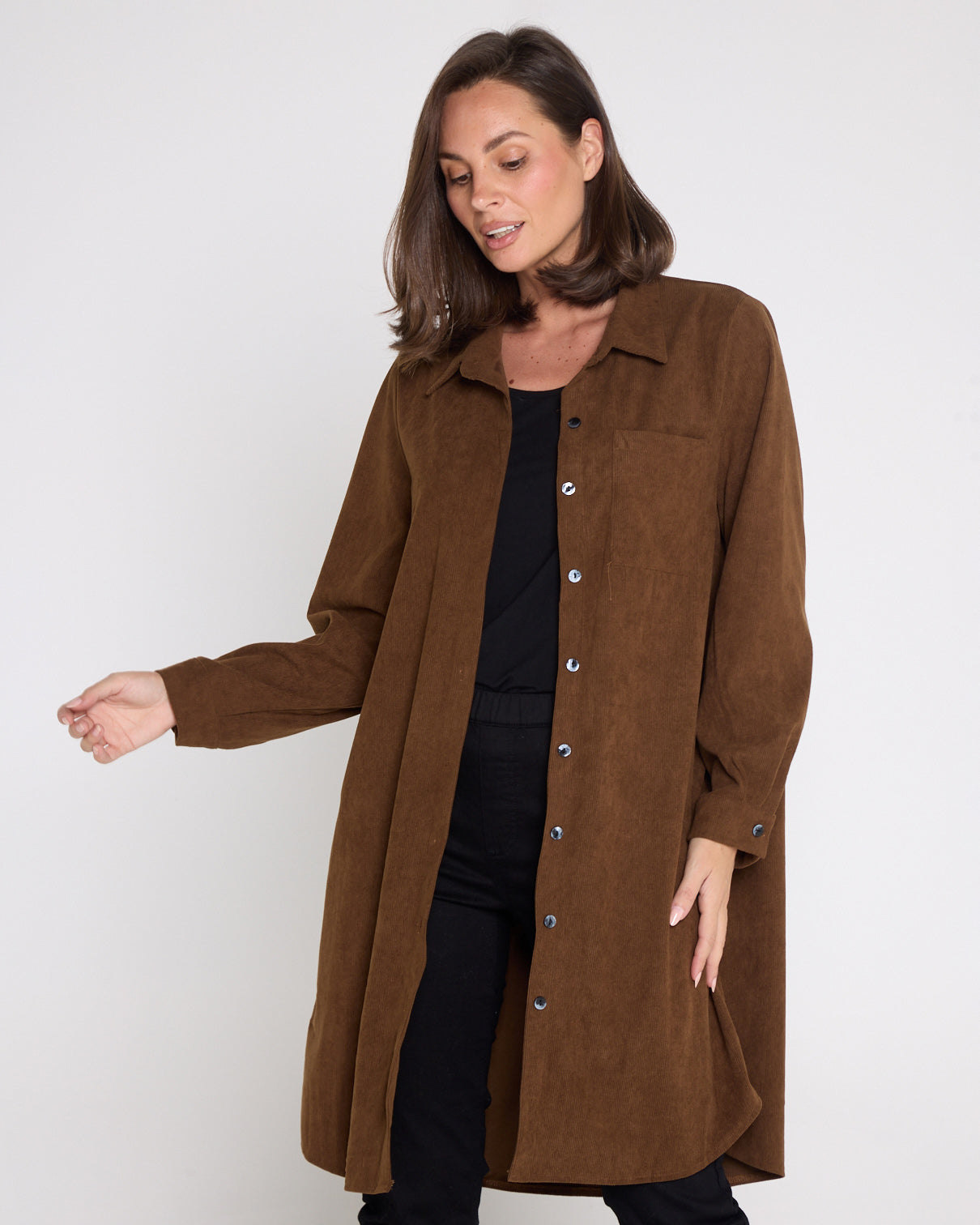 Parmila Corduroy Overshirt - Chocolate Brown
