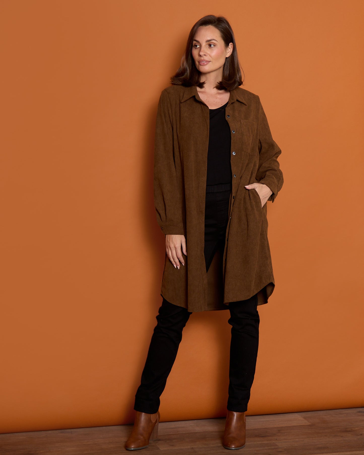 Parmila Corduroy Overshirt - Chocolate Brown