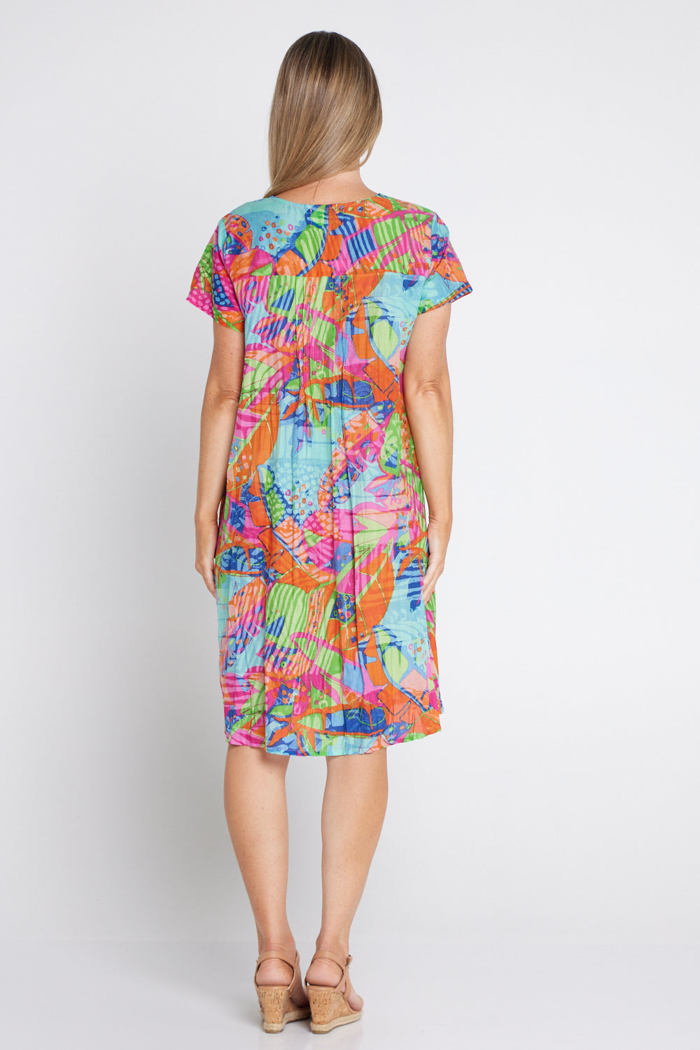 Nicola Cap Sleeve Cotton Dress - Banana Leaf