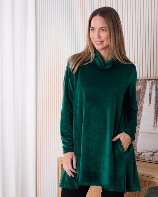 Melanie Velour Tunic - Forest