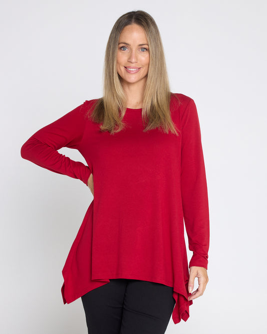 Andrea Long Sleeve Top - Red