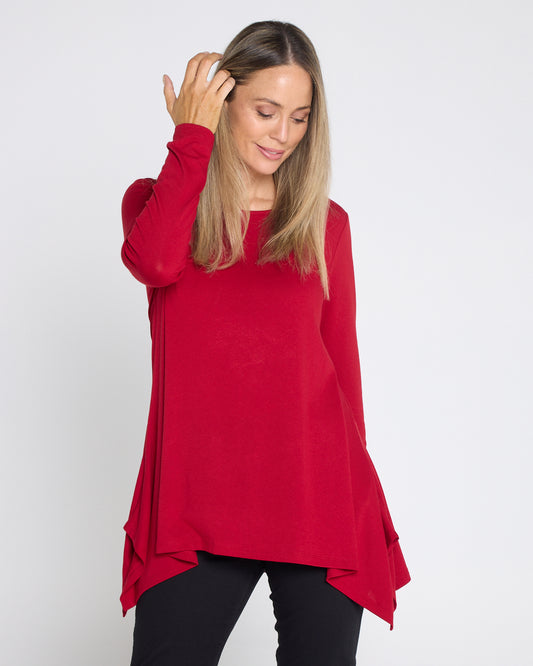 Andrea Long Sleeve Top - Red