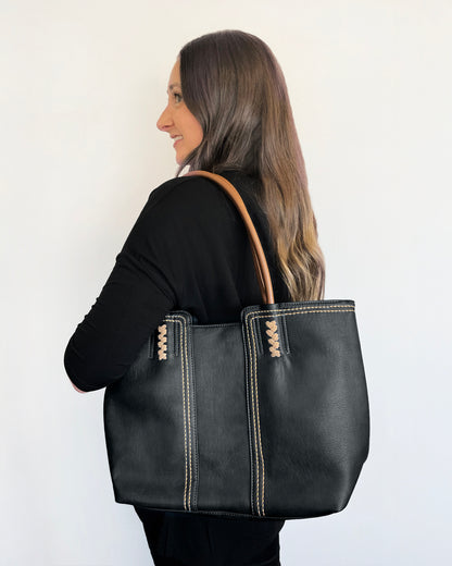 Odina Tote Bag & Clutch - Black