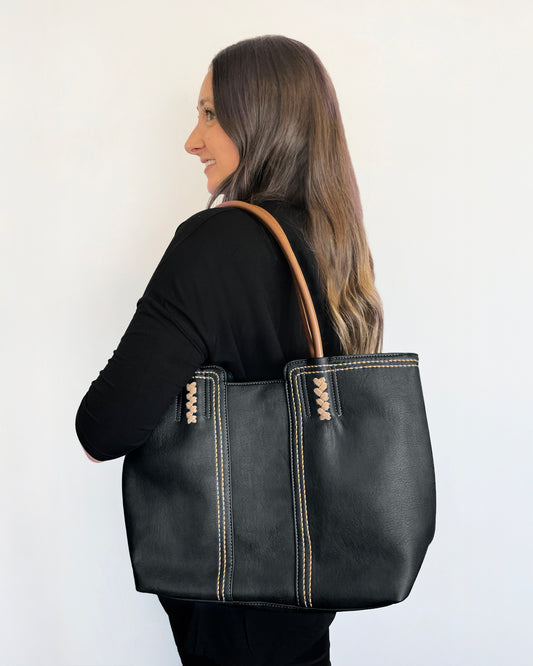 Odina Tote Bag & Clutch - Black