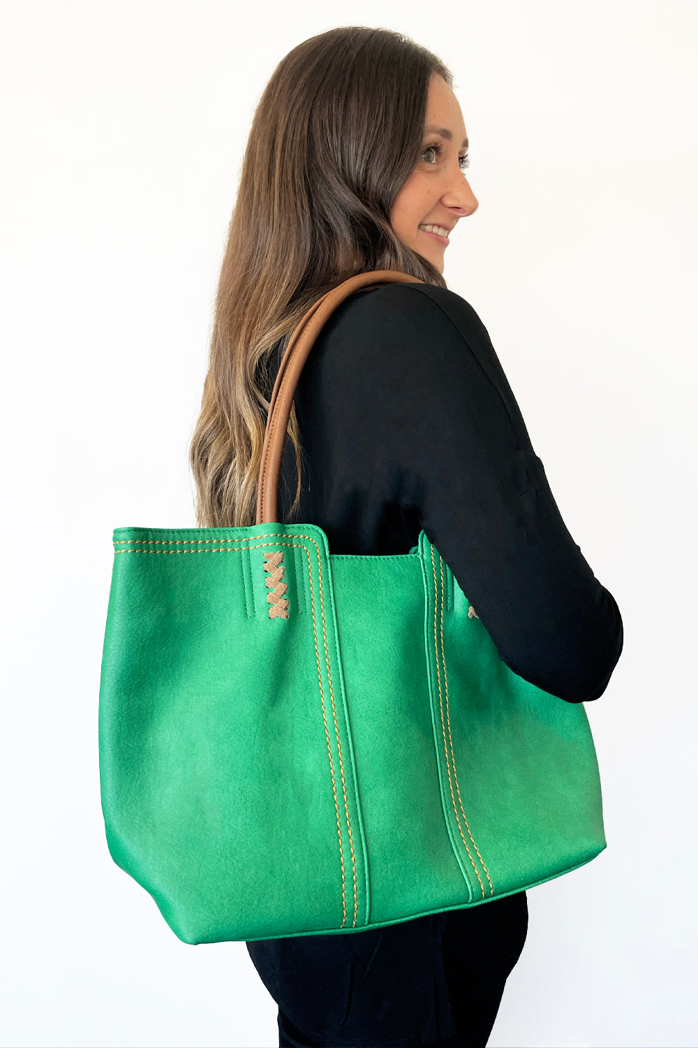 Green hot sale suede bag