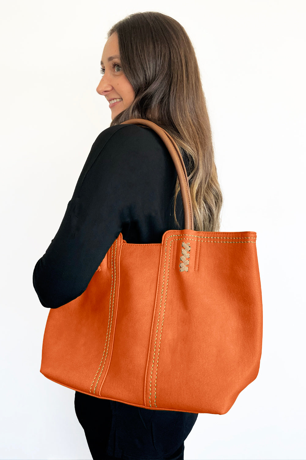 Odina Tote Bag & Clutch - Orange