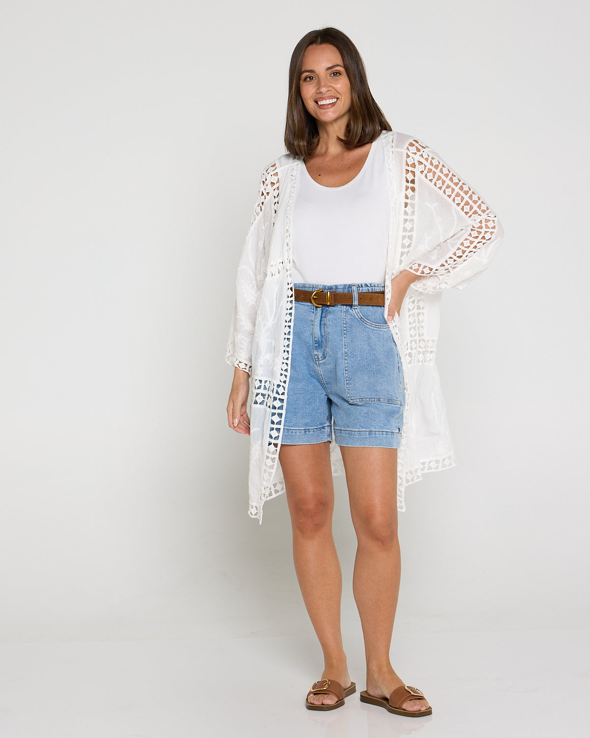 Oline Cotton Lace Kimono - Lotus