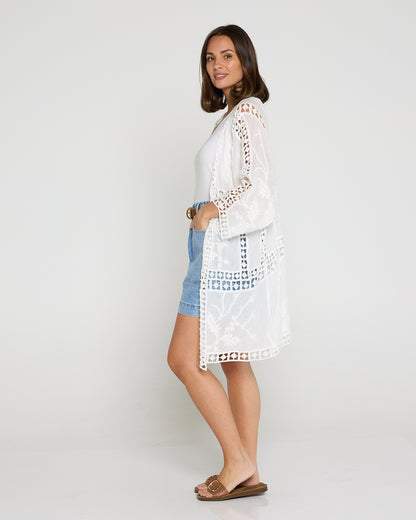 Oline Cotton Lace Kimono - Lotus