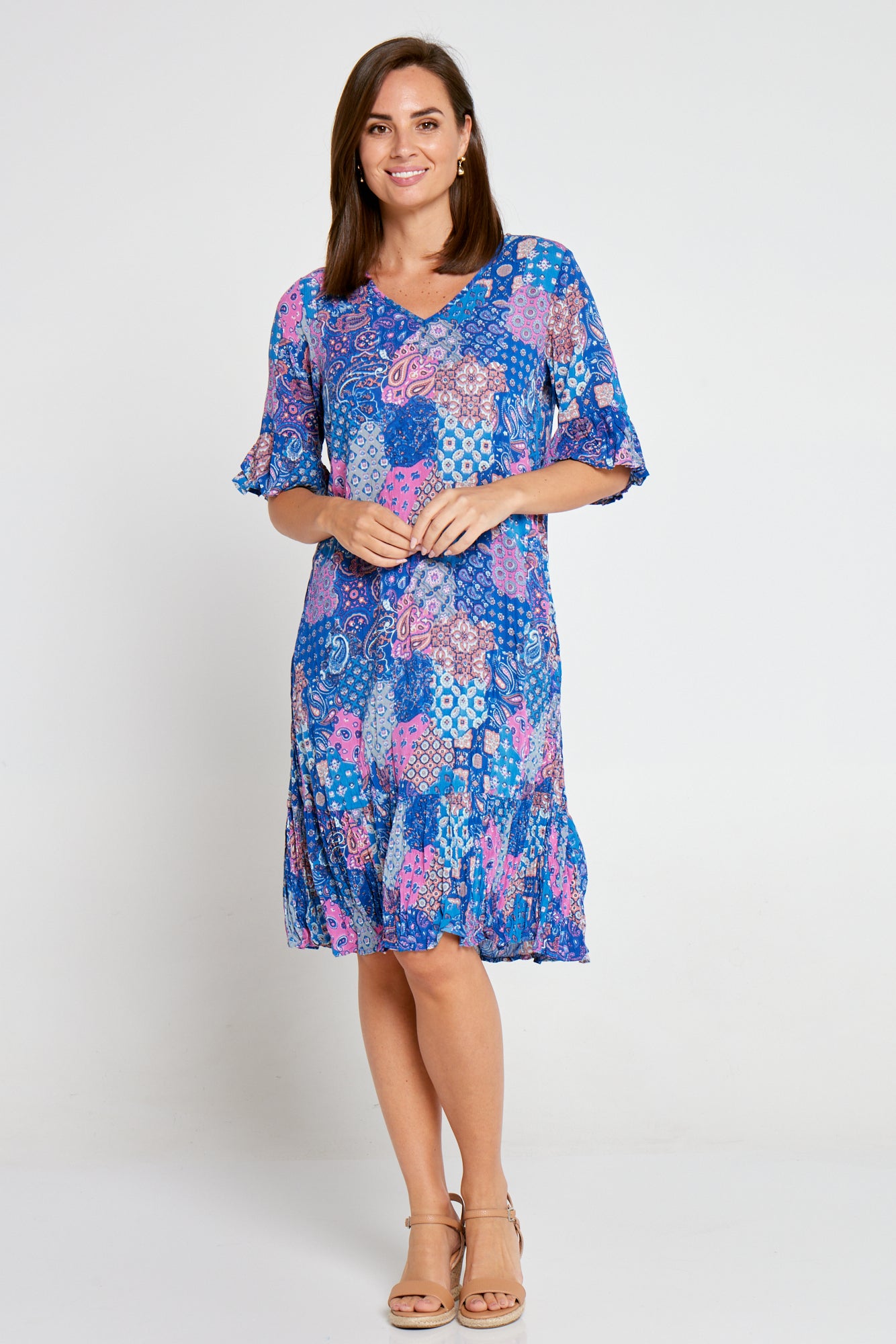 Jessica Dress - Pink/Cobalt Paisley – TULIO Fashion