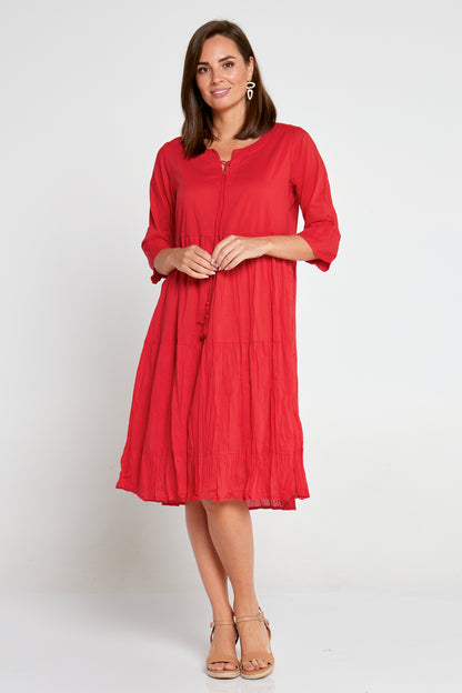 Amber Cotton Dress - Red