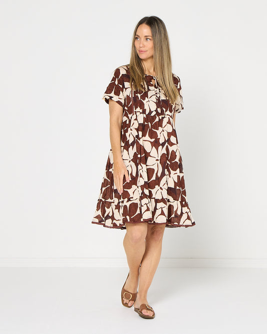 Colette Dress - Chocolate Flowers