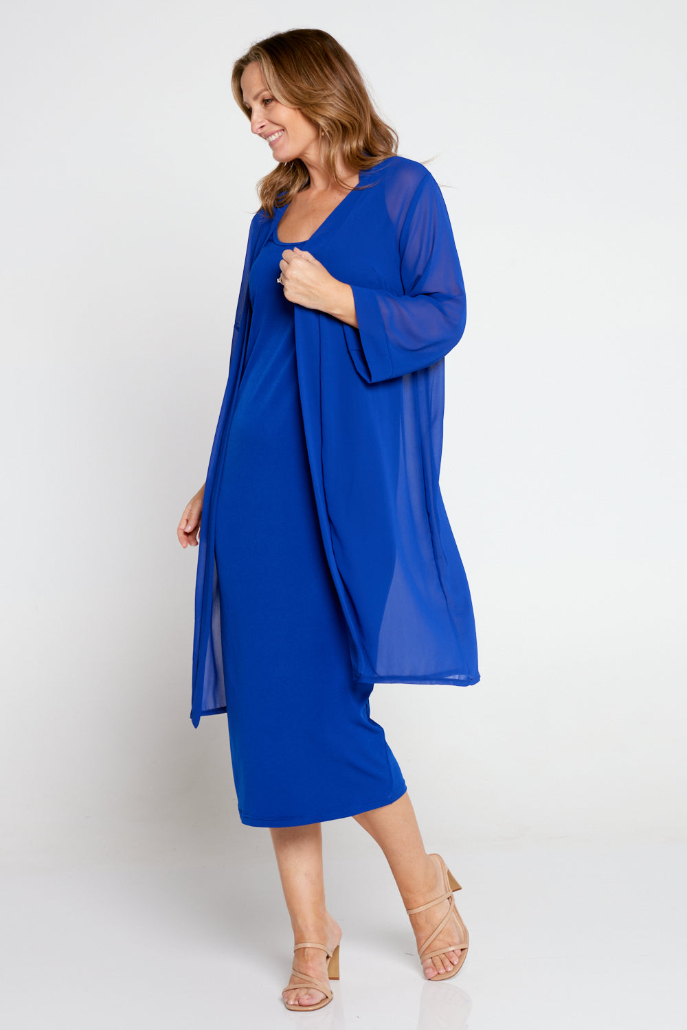 Navy discount chiffon coat