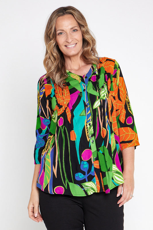 Nicossia Pleated Top - Summer Botanical