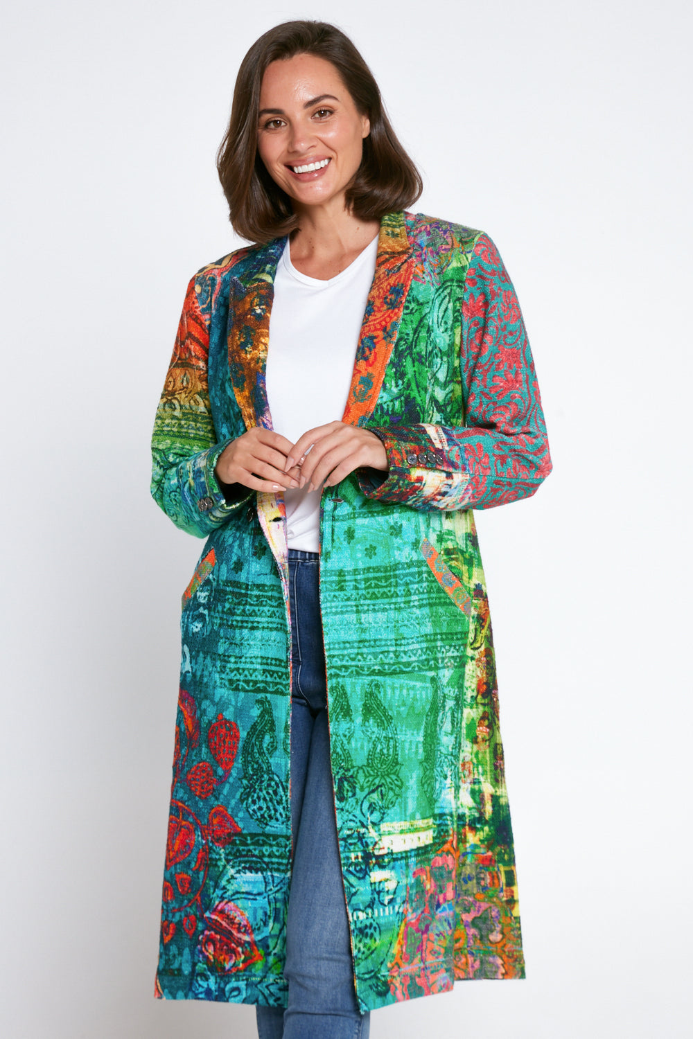 Digital Print Long Cotton Coat - Marrakesh Mirage