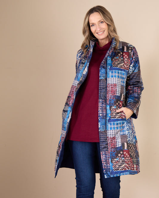 Orientique Reversible Puffer Coat - Kantha Patch