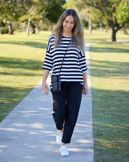 Montmartre Bamboo Top - Black White Wide Stripe