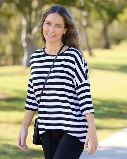Montmartre Bamboo Top - Black White Wide Stripe