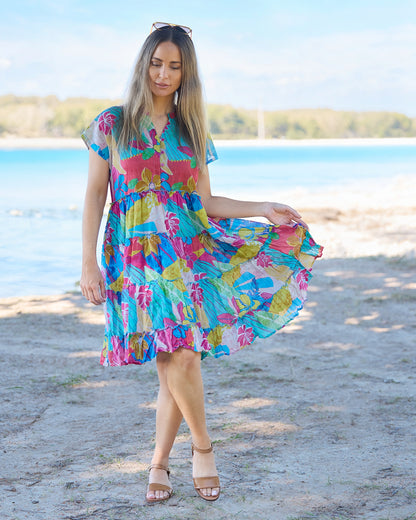 Sage Dress - Tropical Flowers