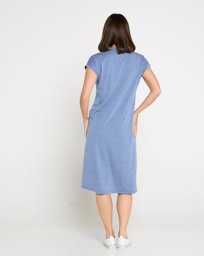 T-Shirt Travel Dress by Cordelia St - Blue Stripe