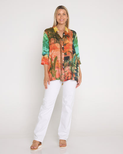 Digital Collared Shirt - Vintage Tropical
