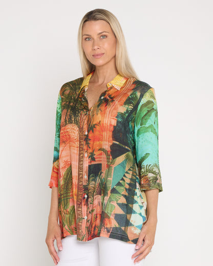 Digital Collared Shirt - Vintage Tropical