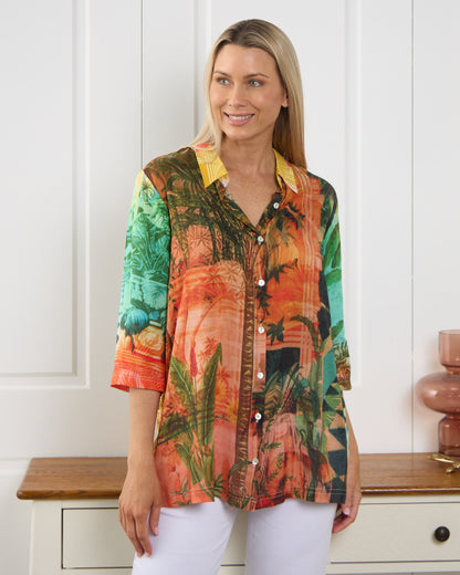 Digital Collared Shirt - Vintage Tropical