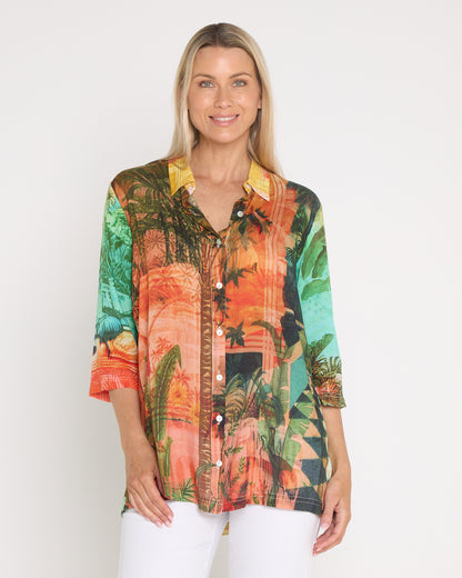 Digital Collared Shirt - Vintage Tropical