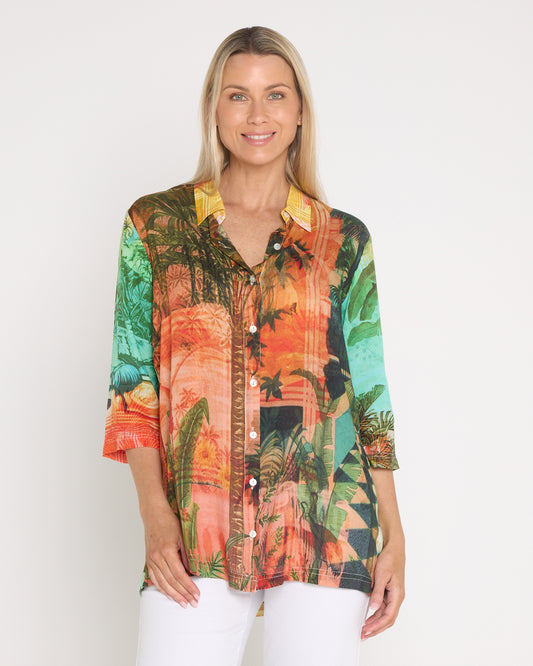 Digital Collared Shirt - Vintage Tropical