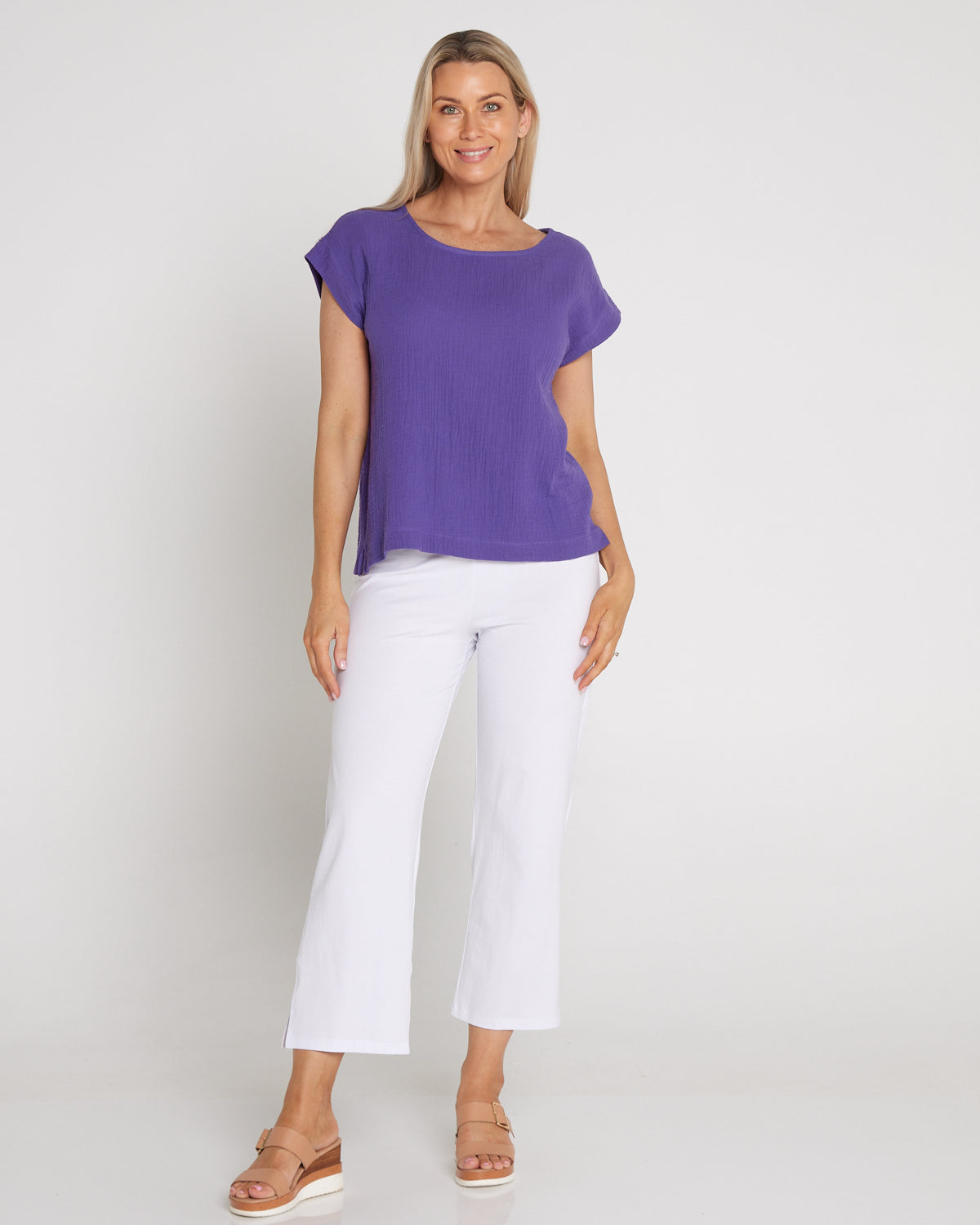 Tarin Cotton Cheesecloth Top - Purple
