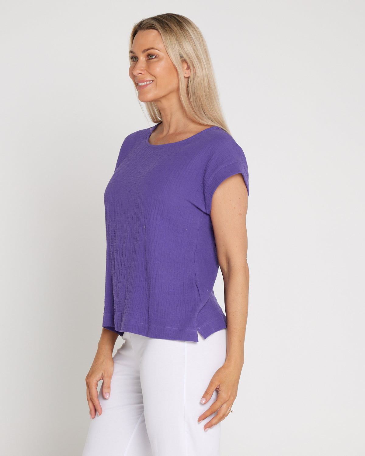 Tarin Cotton Cheesecloth Top - Purple