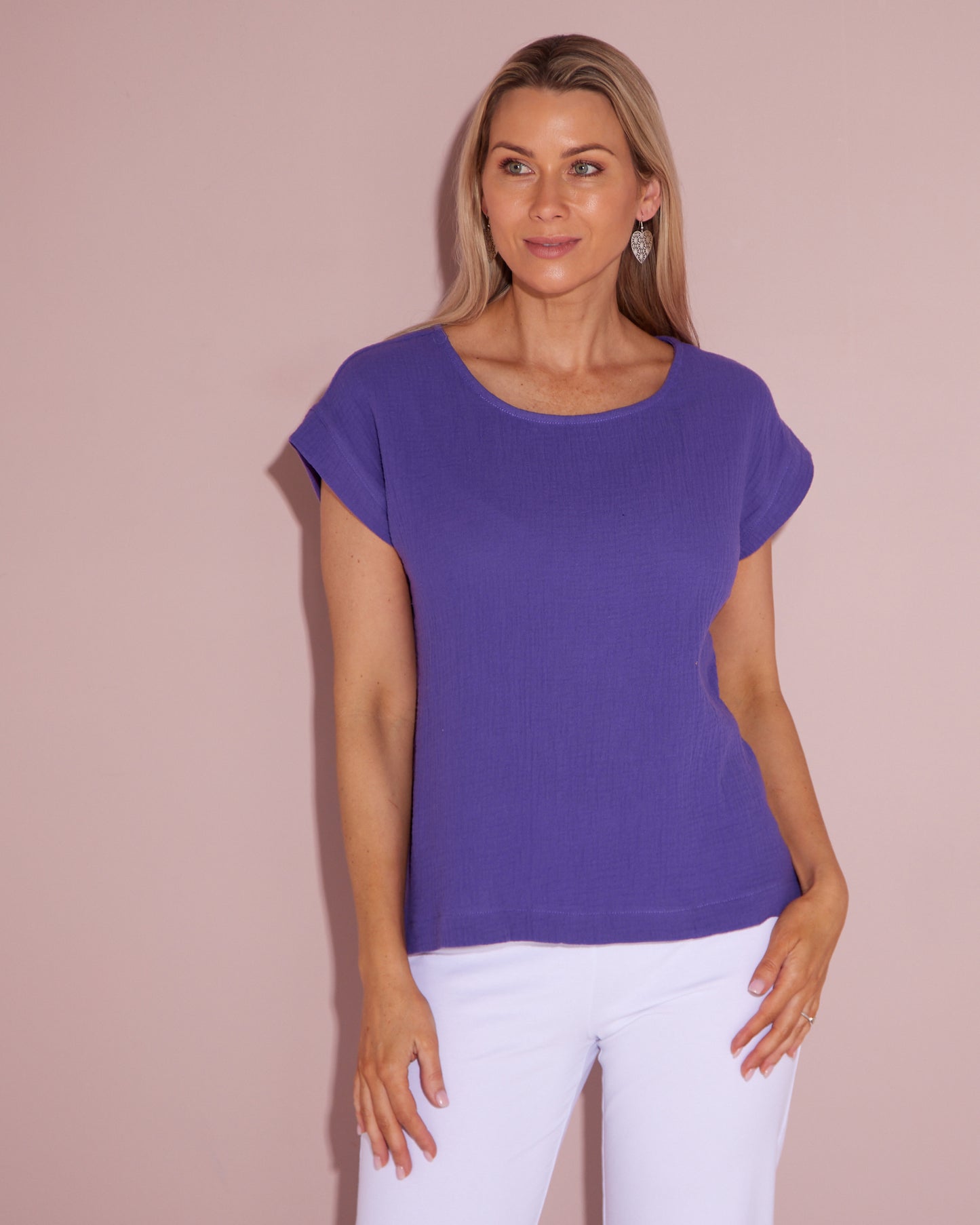 Tarin Cotton Cheesecloth Top - Purple