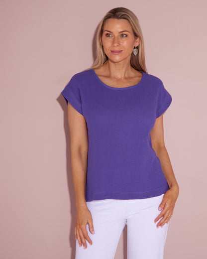 Tarin Cotton Cheesecloth Top - Purple