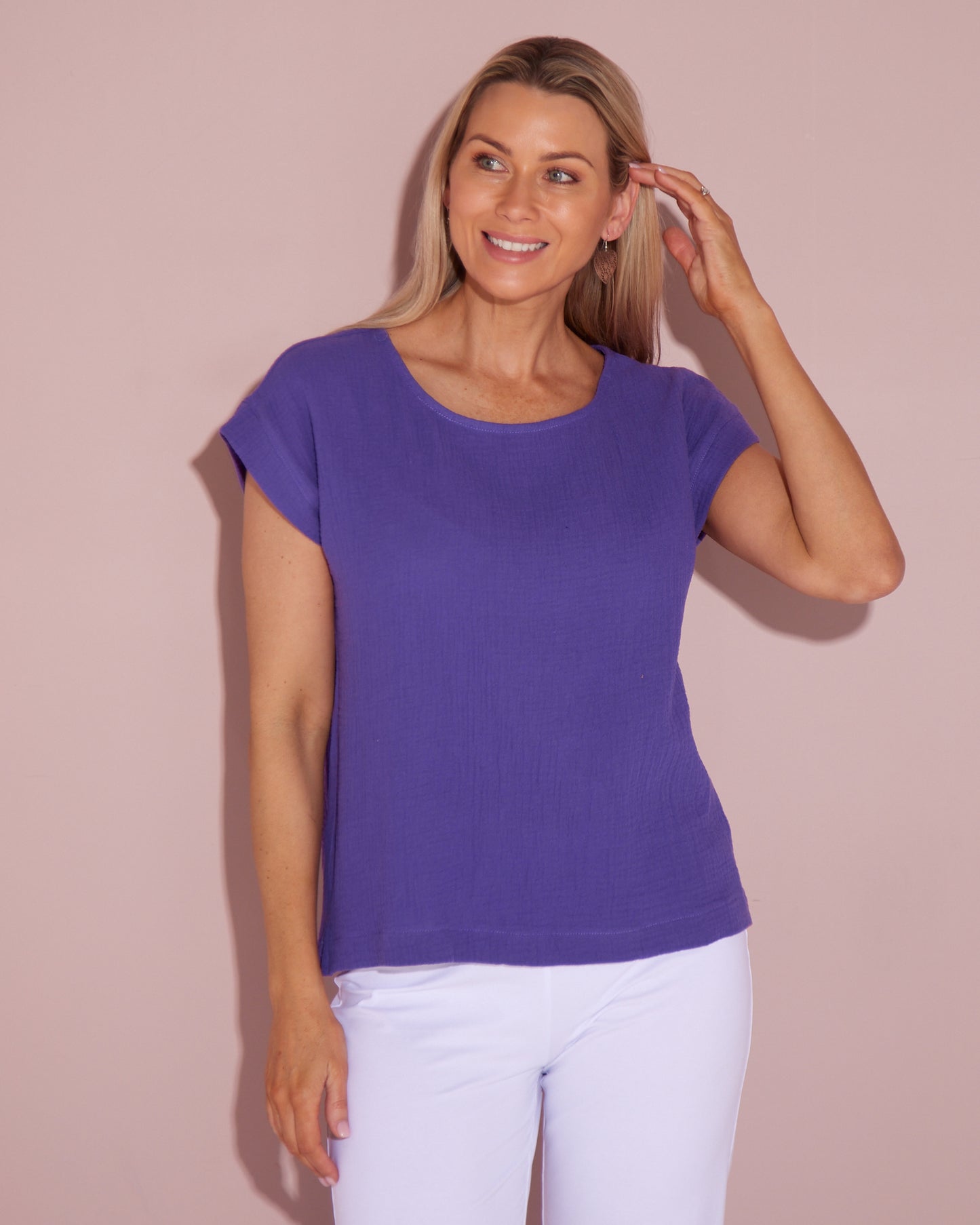 Tarin Cotton Cheesecloth Top - Purple