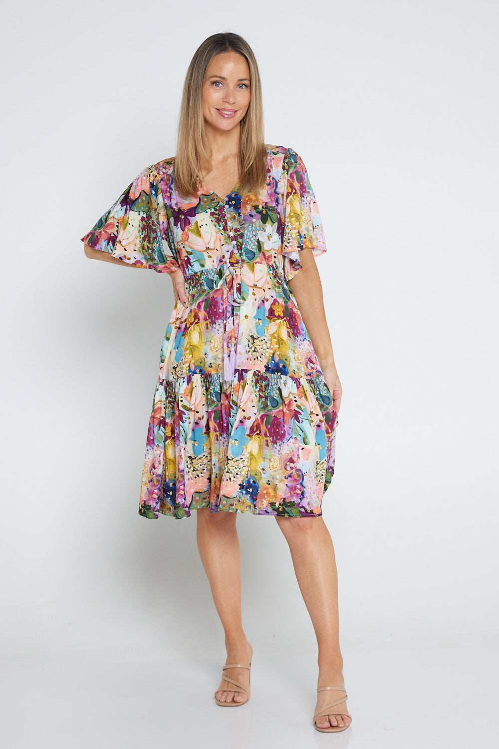 Alora Petite Dress - Spring Floral Painting