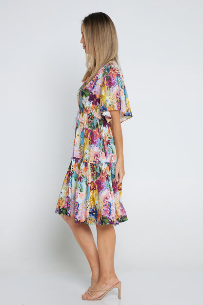 Alora Petite Dress - Spring Floral Painting