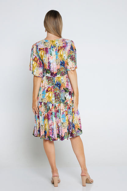 Alora Petite Dress - Spring Floral Painting