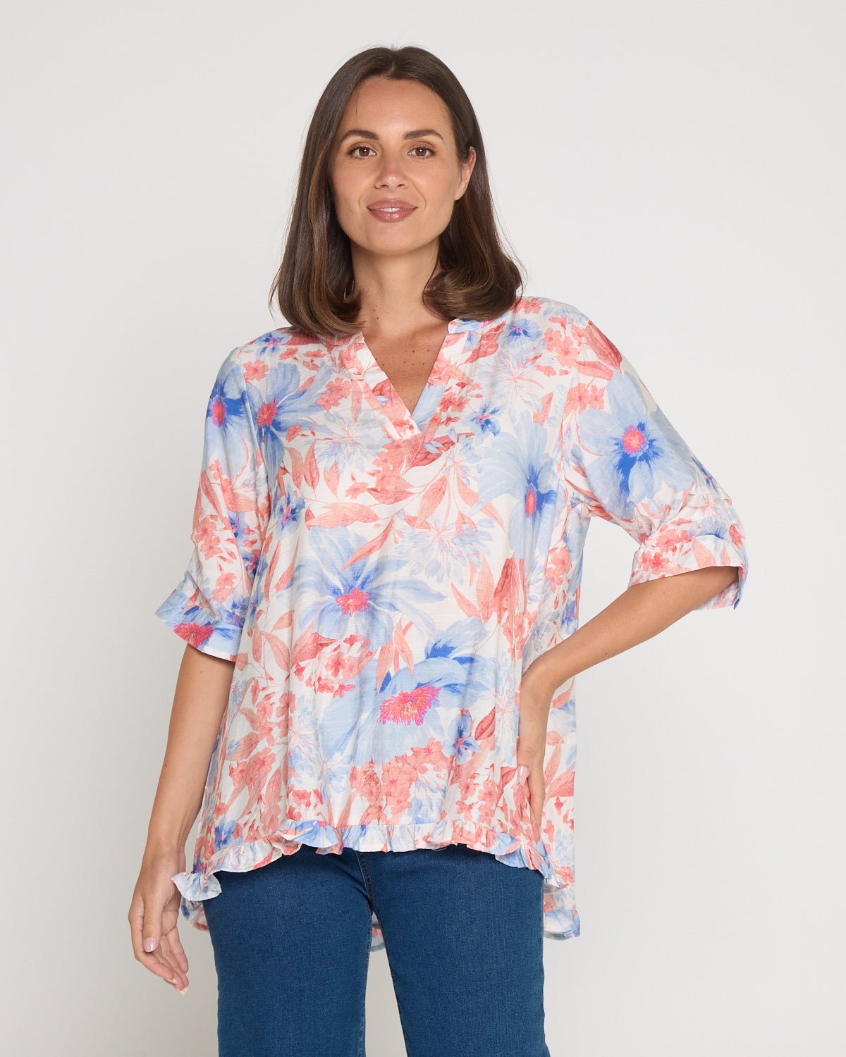 Charlotte Blouse - Coral Sky Floral