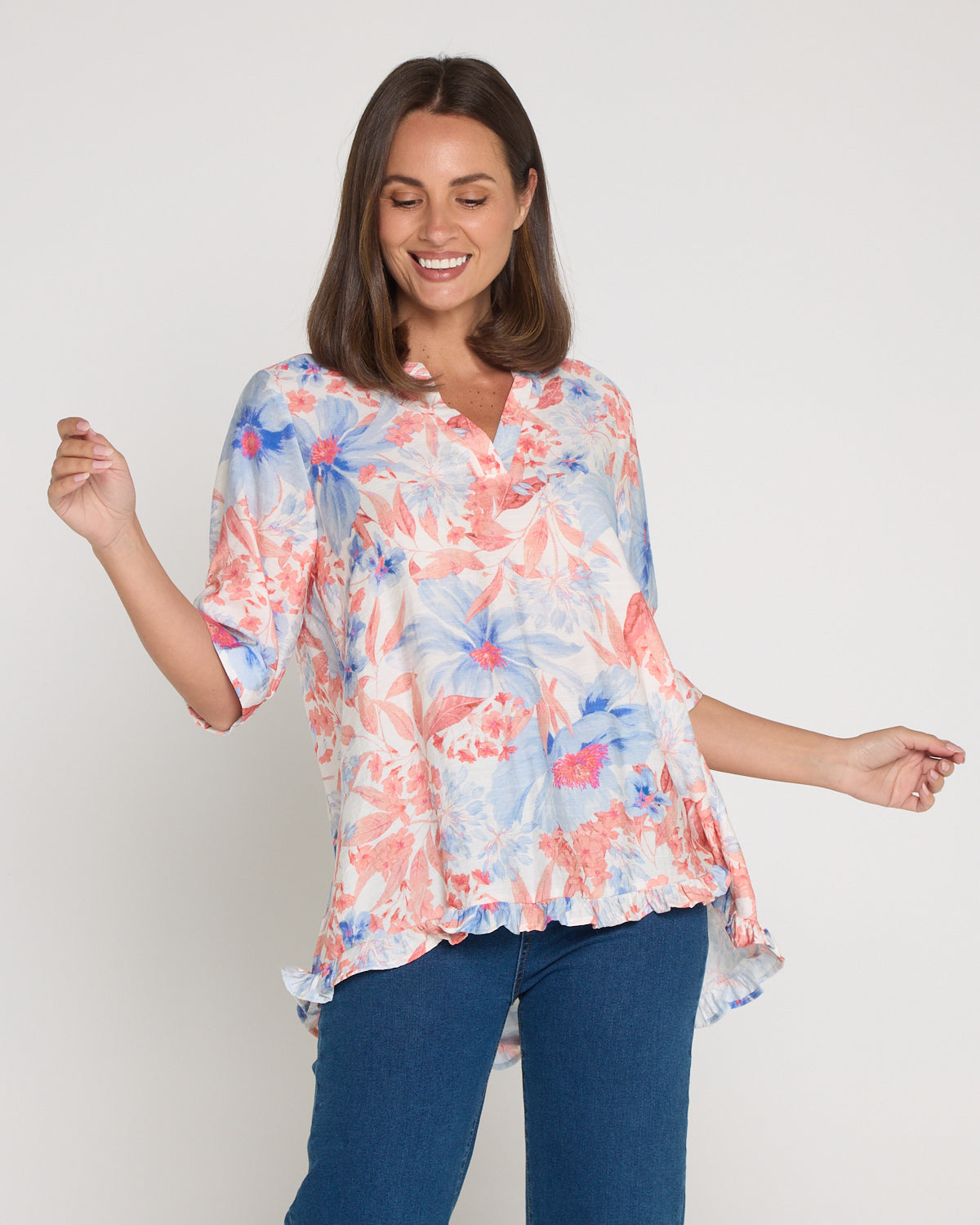 Charlotte Blouse - Coral Sky Floral