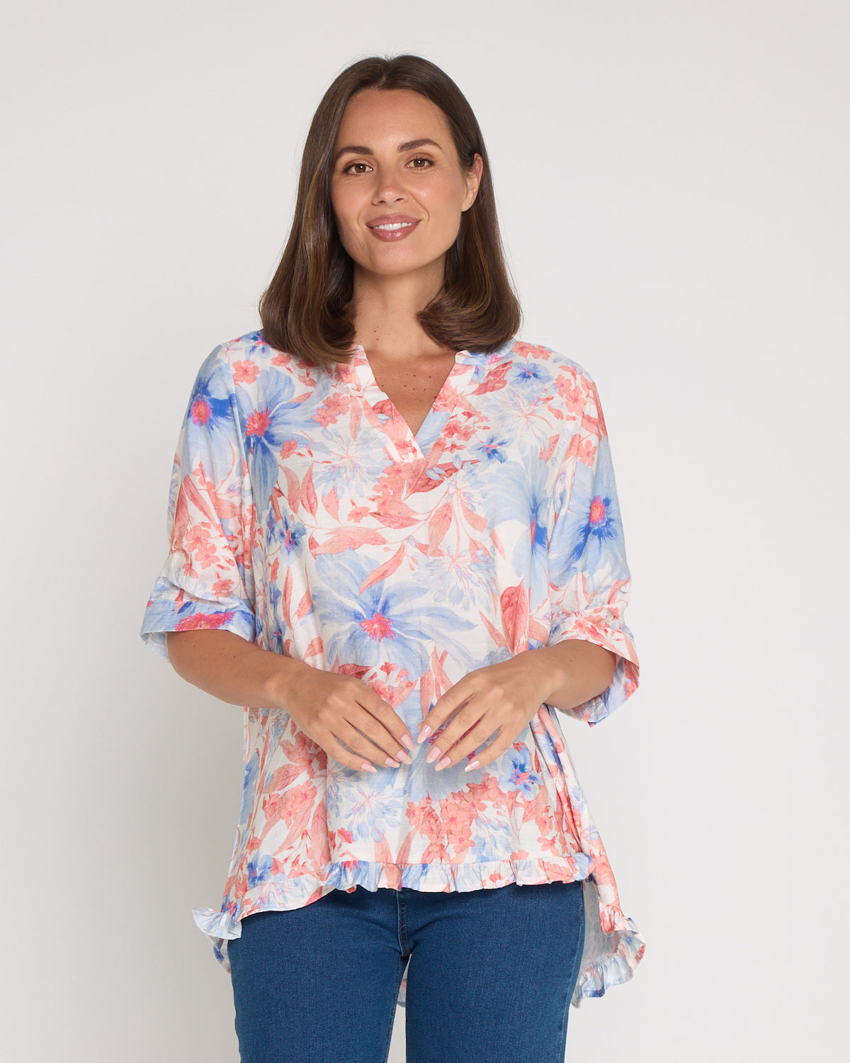 Charlotte Blouse - Coral Sky Floral