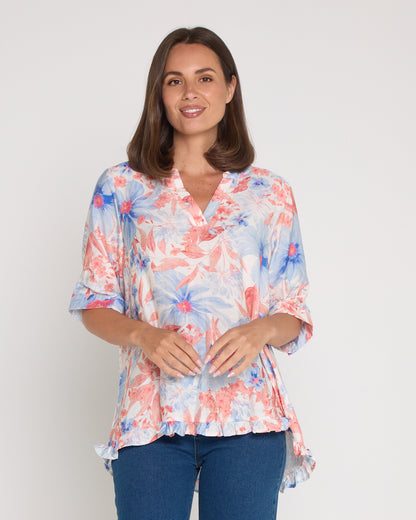 Charlotte Blouse - Coral Sky Floral