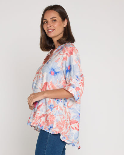 Charlotte Blouse - Coral Sky Floral