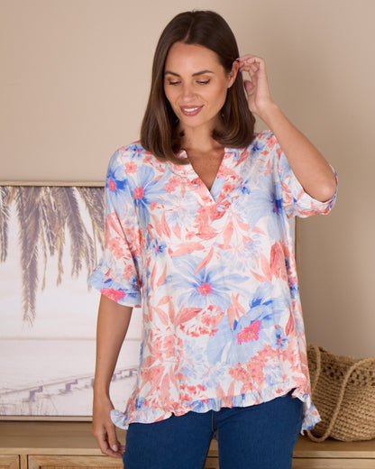 Charlotte Blouse - Coral Sky Floral