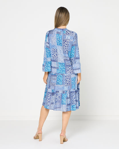 Swanston Dress - Indigo Mosaic