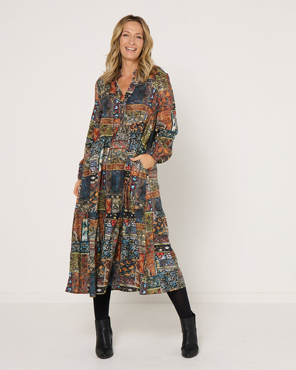 Vienna Cotton Dress - Mosaic Garden