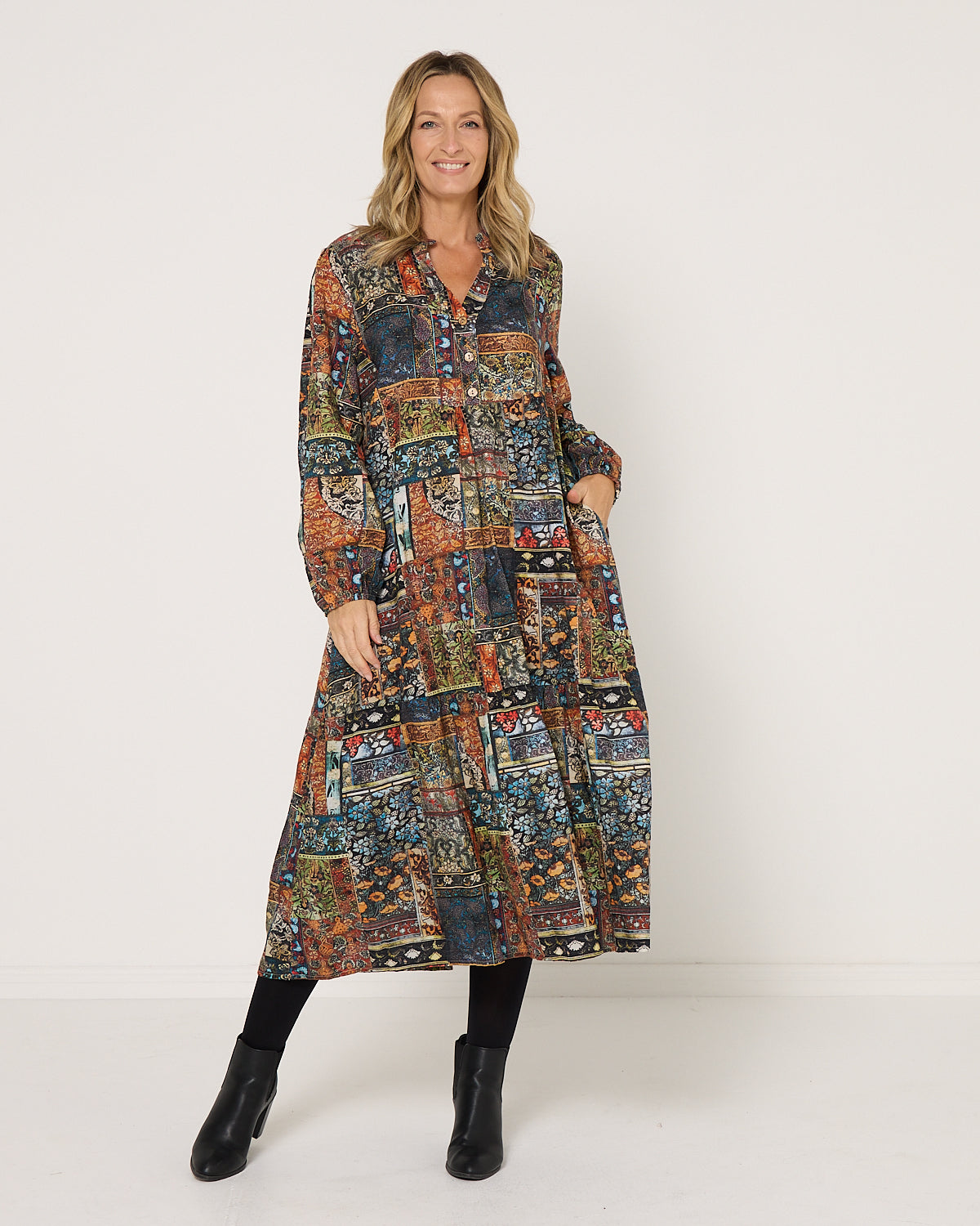 Vienna Cotton Dress - Mosaic Garden
