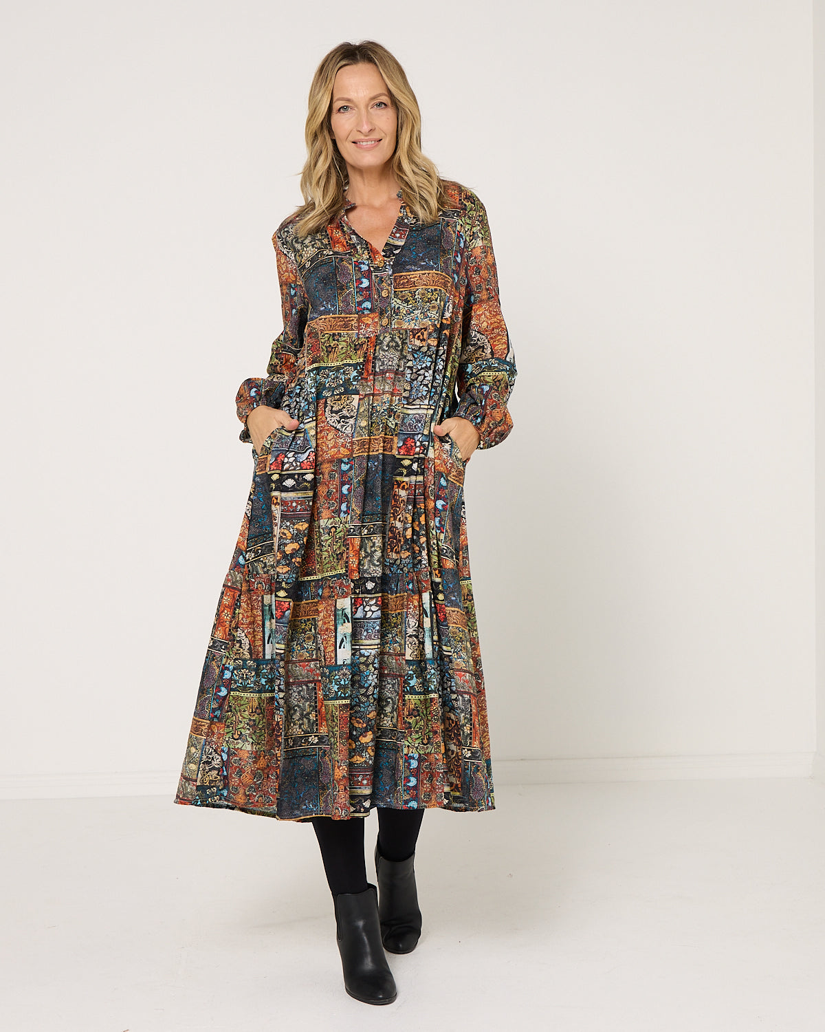 Vienna Cotton Dress - Mosaic Garden